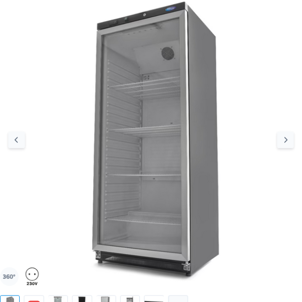  Ψυγείο - 600L - Μαύρο - με γυάλινη πόρτα